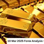 Stacks of gold bars with '999.9 Fine Gold' engravings, representing XAU/USD analysis for March 10, 2025. Market trends and forex insights by ForexTabs.